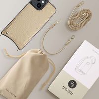 Selencia Coque de télephone Nova avec cordon et porte-cartes Apple iPhone 14 - Beige