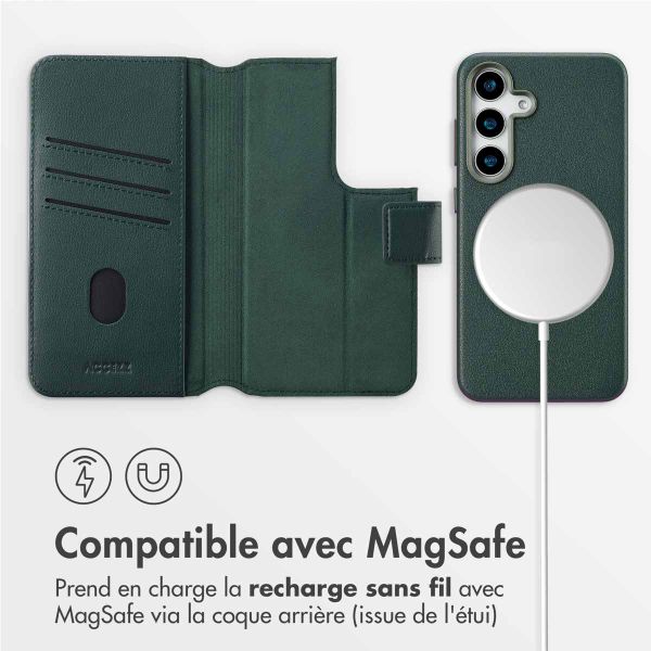 Accezz Étui de télephone portefeuille en cuir 2-en-1 avec MagSafe Samsung Galaxy S25 - Cedar Green