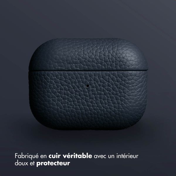 Accezz Coque en cuir véritable  Apple Airpods Pro - Bleu foncé