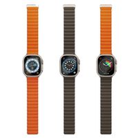 Uniq Bracelet Revix Premium Edition réversible Apple Watch | 44/45/46/49 mm - Saffron Orange / Khaki