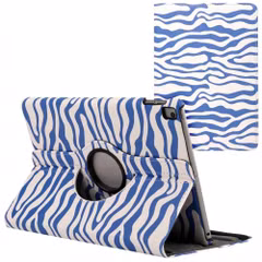 imoshion Coque tablette Design rotatif à 360° Apple iPad 9 (2021) 10.2 pouces / iPad 8 (2020) 10.2 pouces / iPad 7 (2019) 10.2 pouces - White Blue Stripes