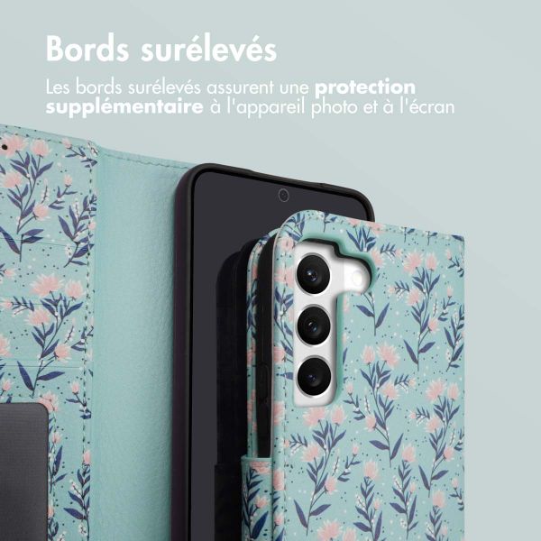 imoshion Étui de télephone portefeuille Design Samsung Galaxy S22 - Blue Flowers