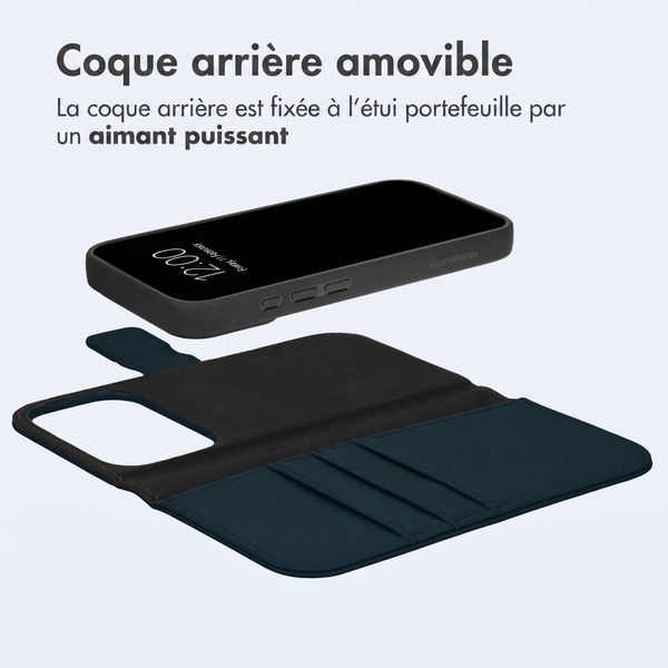 imoshion Étui portefeuille luxe 2-en-1 amovible Apple iPhone 18 Pro / 17 Pro - Bleu