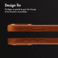 Accezz Coque MagSafe en cuir vintage Apple iPhone 15 Pro - Tabacco Cognac