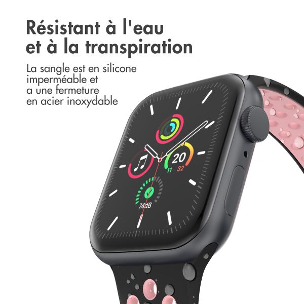 imoshion Bracelet Sport⁺ en silicone Apple Watch | 38/40/41/42 mm - Taille M/L - Black & Pink