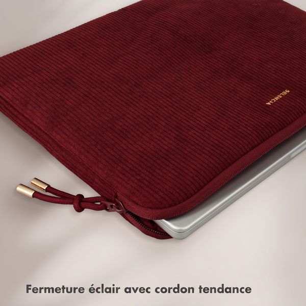Selencia Pochette ordinateur Corduroy 13-14 pouces - Deep Burgundy