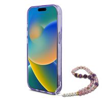Guess MagSafe IML Flowers Case avec beads strap Apple iPhone 15 Pro - Purple
