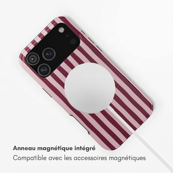 Selencia Coque arrière Vivid avec MagSafe Apple iPhone 18 Pro Max / 17 Pro Max - Bonbon Stripe Raspberry