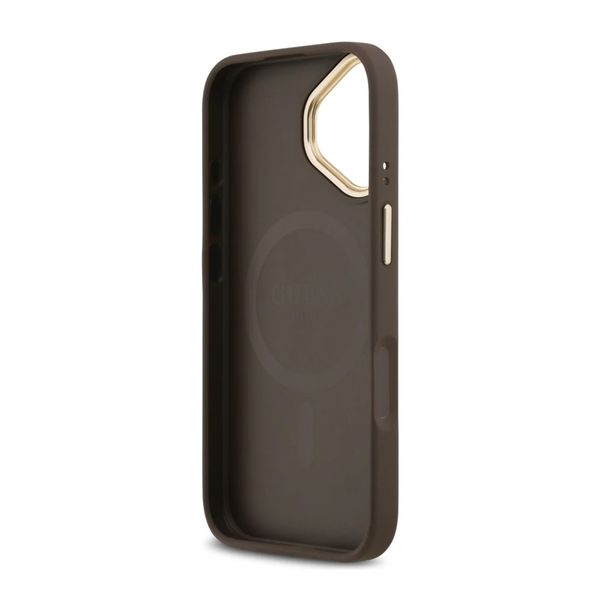 Guess Coque arrière en cuir avec logo Strass classique et MagSafe Apple iPhone 17 - Marron