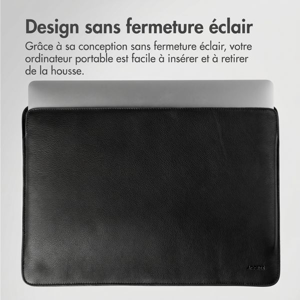 Accezz Leather Pochette ordinateur Apple MacBook 14 pouces - Noir