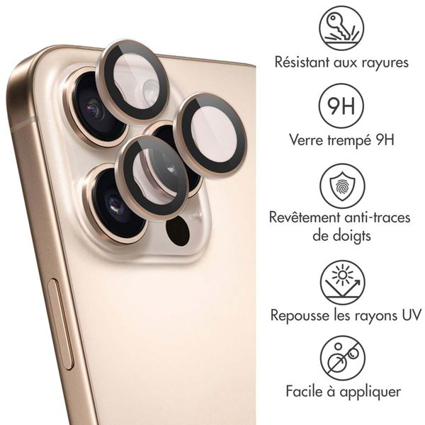 imoshion Lot de 2 protections d'objectif de caméra Apple iPhone 16 Pro / 16 Pro Max - Desert / Titanium