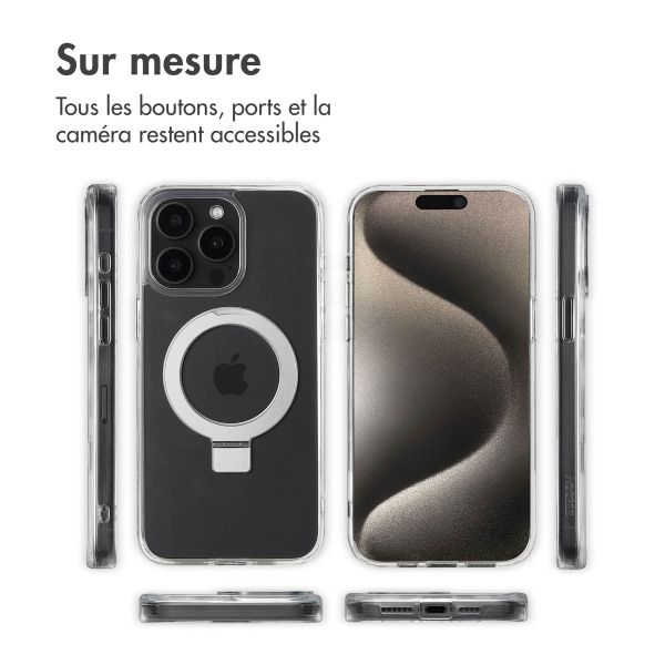 Accezz Coque Ring Stand avec MagSafe Apple iPhone 15 Pro Max - Transparent
