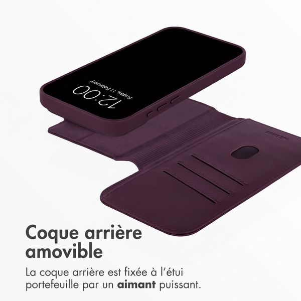 Accezz Étui de télephone portefeuille en cuir 2-en-1 avec MagSafe Apple iPhone 18 Pro / 17 Pro - Heath Purple