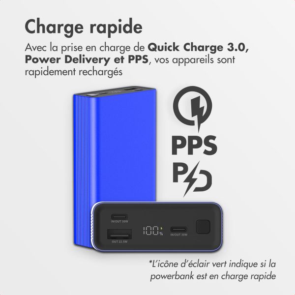 imoshion Ultra Series Aluminium Batterie externe 20.000 mAh - Charge rapide jusqu'à 33 watts - Cobalt Blue