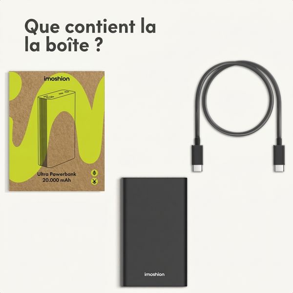 imoshion Ultra Series Aluminium Batterie externe 20.000 mAh - Charge rapide jusqu'à 33 watts - Black