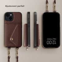 Selencia Coque de télephone Sera avec cordon et porte-cartes enveloppe Apple iPhone 14 / 13 - Chocolate Brown