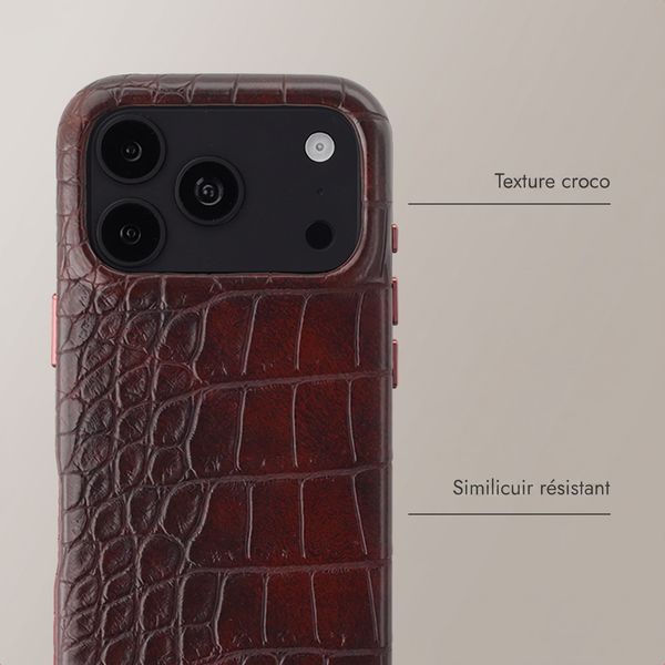 Selencia Coque arrière Croco avec MagSafe Apple iPhone 18 Pro / 17 Pro - Choco Brown