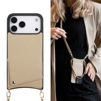 Selencia Coque de télephone Nova avec cordon et porte-cartes Apple iPhone 18 Pro / 17 Pro - Beige