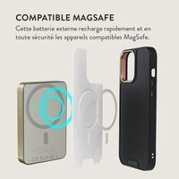 Burga Powerbank magnétique 5 000 mAh - MagSafe et Qi2 - Latte aux amandes / Or