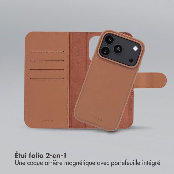 Accezz Coque portefeuille Edge amovible avec MagSafe Apple iPhone 18 Pro / 17 Pro - Marron