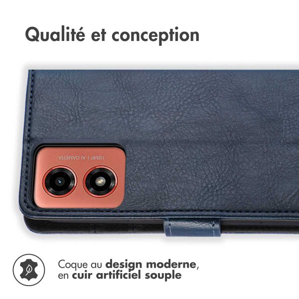 imoshion Étui de télephone portefeuille de luxe Motorola Moto G04 / G24 - Bleu foncé