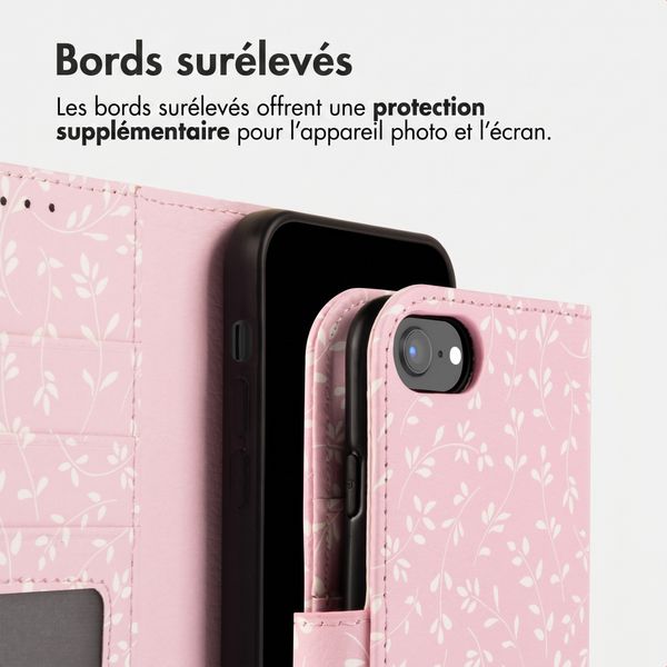 imoshion Étui de télephone portefeuille Design Apple iPhone SE (2022 / 2020) / 8 / 7 / 6(s) - Pink Bazaar Flowers