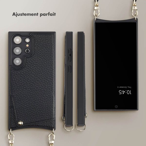 Selencia Coque de télephone Nova avec cordon et porte-cartes Samsung Galaxy S24 Ultra - Noir