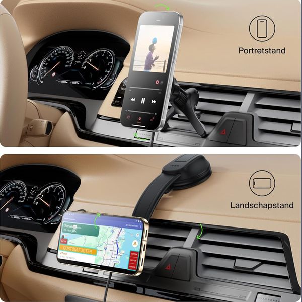 Belkin Support Téléphone Magnétique Qi2 - Chargeur Voiture avec Adaptateur 27W - Tableau de bord / Grille de ventilation