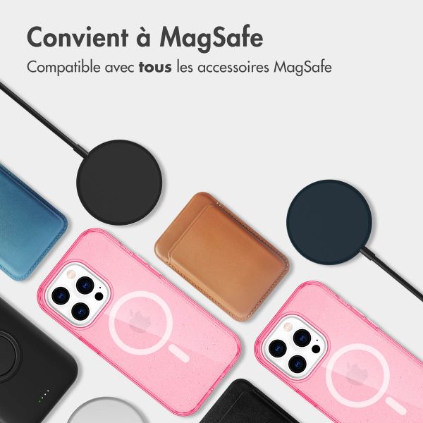 imoshion Coque Pailletée avec MagSafe Apple iPhone 14 Pro Max - Paillettes Rose