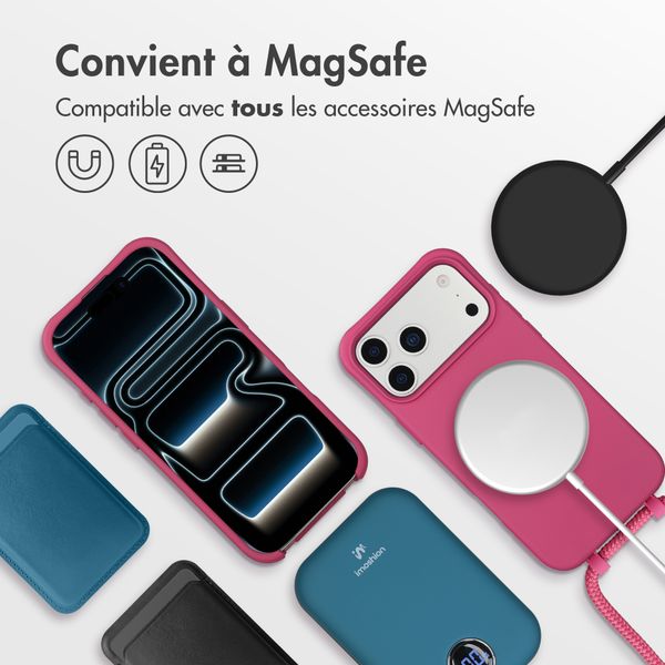 imoshion Coque arrière Color avec cordon amovible et MagSafe Apple iPhone 17 Pro - Raspberry