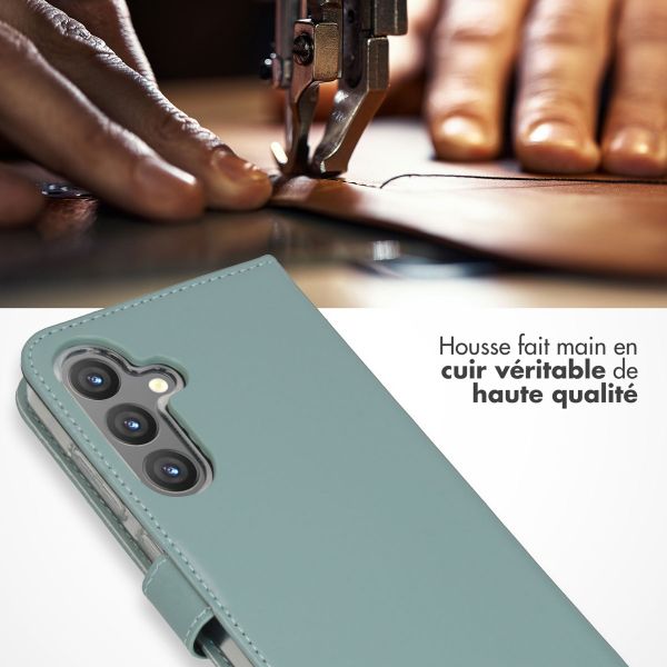 Selencia Étui portefeuille en cuir véritable Samsung Galaxy S24 Plus - Air Blue