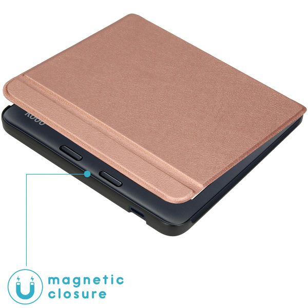 imoshion Étui de liseuse portefeuille Slim Hard Kobo Libra 2 / Tolino Vision 6 - Rose Doré