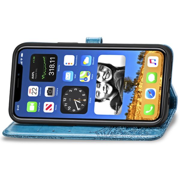 Etui de télephone portefeuille Mandala Apple iPhone 12 (Pro) - Turquoise