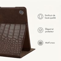 Selencia Coque Croco Samsung Galaxy Tab A11 Plus / A9 Plus - Choco Brown