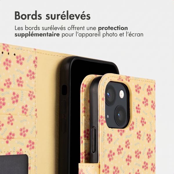 imoshion Étui de télephone portefeuille Design Apple iPhone 13 - Sunny Yellow Petite Flowers