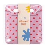 imoshion Coque arrière Kidsproof Design avec poignée Apple iPad 9 (2021) 10.2 pouces / iPad 8 (2020) 10.2 pouces / iPad 7 (2019) 10.2 pouces - Cœurs rouges