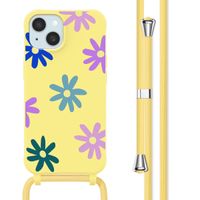 imoshion Coque design en silicone avec cordon Apple iPhone 15 - Yellow Flower Distance