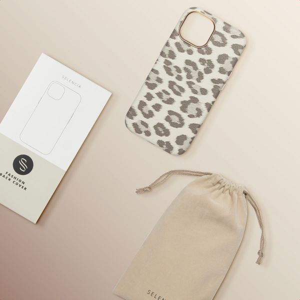 Selencia Coque Sabi imprimé panthère avec MagSafe Apple iPhone 15 - Soft Ivory