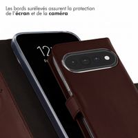Selencia Étui portefeuille en cuir véritable Google Pixel 11 / 11 Pro - Marron foncé