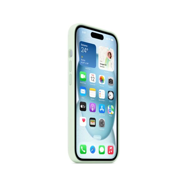 Apple Coque en silicone MagSafe Apple iPhone 15 - Soft Mint