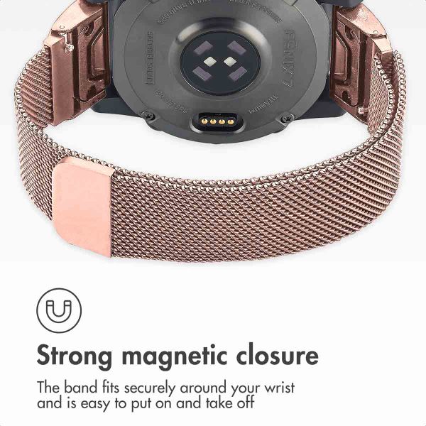 imoshion Bracelet QuickFit® Milanais  - Connexion Garmin 20 mm - Taille L/XL - Rose Gold