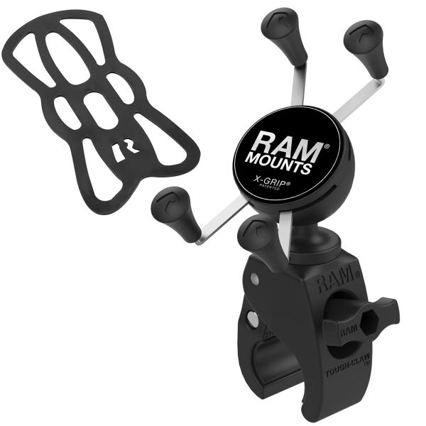 RAM Mounts Support de téléphone X-Grip® Tough-claw pour vélo / scooter / moto - Rotation à 360° - Universel - Petit - Noir