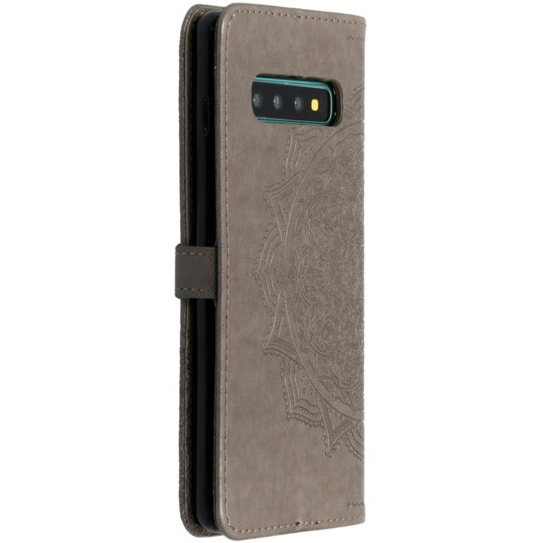 Etui de télephone portefeuille Mandala Samsung Galaxy S10 Plus - Gris