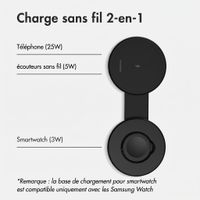 imoshion Chargeur de voyage sans fil 2-en-1 25 W - Smartphone / Écouteurs / Samsung Watch - Qi2.2 - Noir