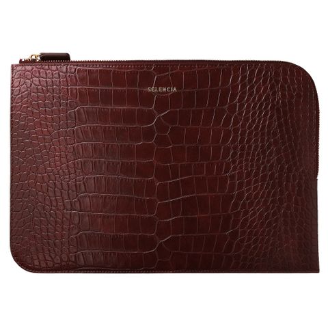 Selencia Pochette ordinateur Croco 15-16 pouces - Burgundy