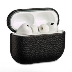 Accezz Coque en cuir v&eacute;ritable  Apple Airpods Pro 3 - Noir