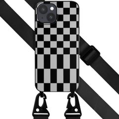 Selencia Coque design en silicone avec cordon amovible Apple iPhone 15 Plus - Irregular Check Black