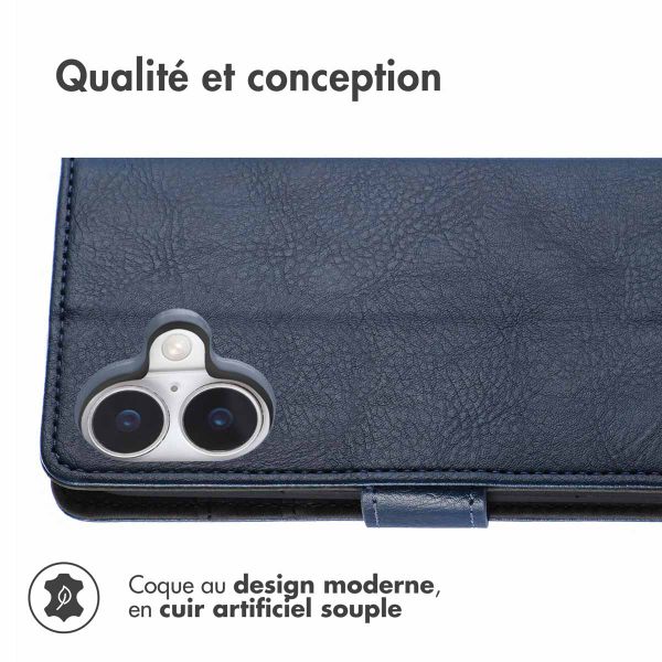 imoshion Étui de télephone portefeuille de luxe Apple iPhone 16 - Bleu foncé