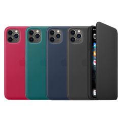 Apple 4 Pack Étui de télephone portefeuille Leather Folio Apple iPhone 11 Pro Max - Red Raspberry + Peacock + Deep Sea Blue + Black