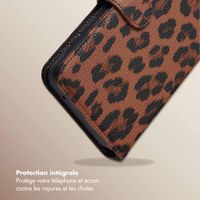 Selencia Étui de télephone portefeuille imprimé léopard Sabi Samsung Galaxy A55 - Mocha Brown